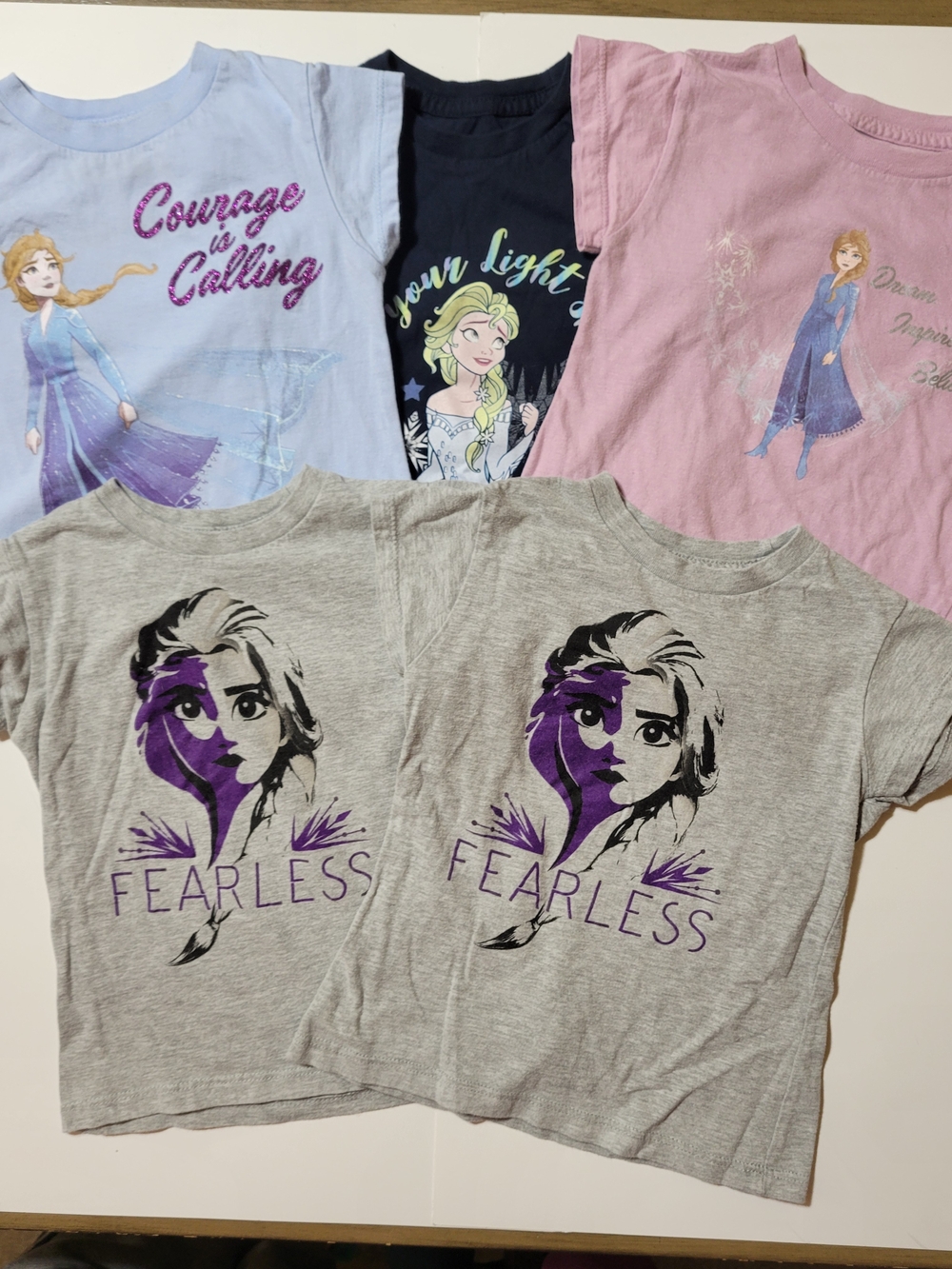 Disney Frozen II Toddler Girls Graphic T-Shirt Lot Size 3T Elsa Anna Fearless